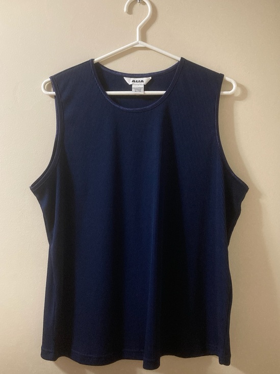 Alia Tops - Alia Blue Sleeveless Ribbed Tank Top